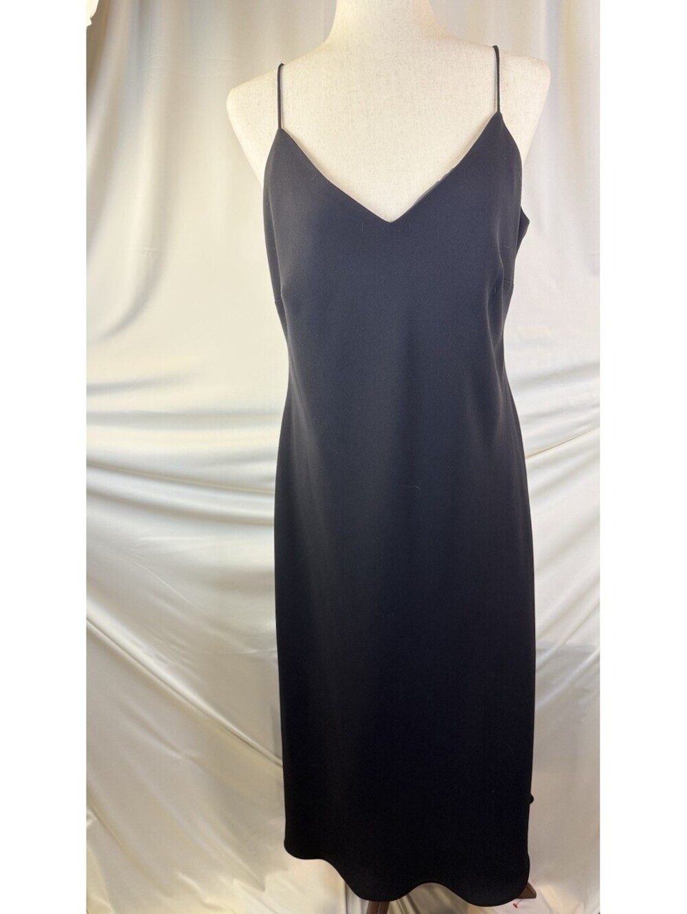 Evan Picone Black Cami Slip Midi Dress V-Neck Midi Lined Sz 14 Formal Business